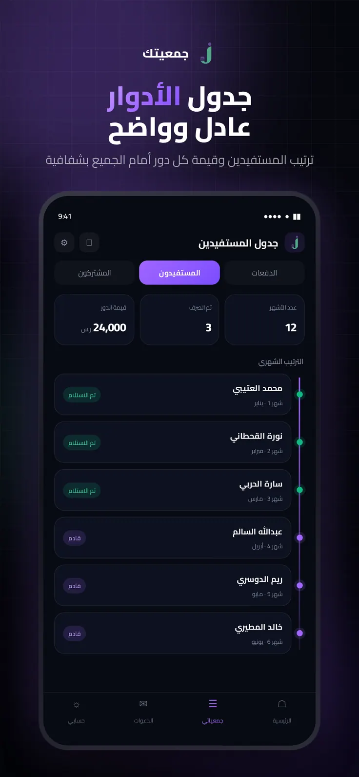 جدول أدوار واضح وعادل